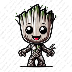 Groot clipart, Groot lindo png, Guardianes de la Galaxia png, diseño transparente, descarga instantánea