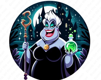 Villain Ursula clipart, Princess Ariel png, sea witch png, high quality design, instant download