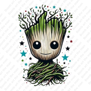 Groot clipart, Groot lindo png, Guardianes de la Galaxia png, diseño transparente, descarga instantánea
