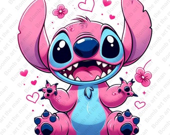 cute stitch angel clipart, stitch angel png, stitch pink clipart, instant download