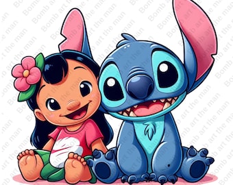 Clipart Lilo et Stitch, point mignon png, conception transparente, téléchargement immédiat