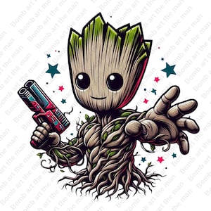 Groot clipart, Groot lindo png, Guardianes de la Galaxia png, diseño transparente, descarga instantánea
