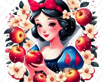 Snow White Clipart, Princess png, cute snow white png, transparent design, instant download