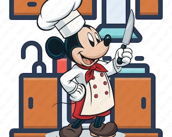 Clipart de chef de cuisine Mickey Mouse, png Mickey Mouse, clipart chef de cuisine, téléchargement immédiat