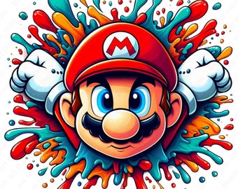 Super Mario clipart, super mario png, design splash, design transparente, download instantâneo