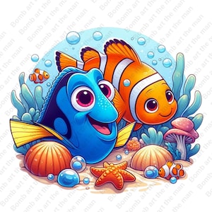 Findet Nemo Clipart, Nemo und Dory png, transparentes Design, sofort-Download