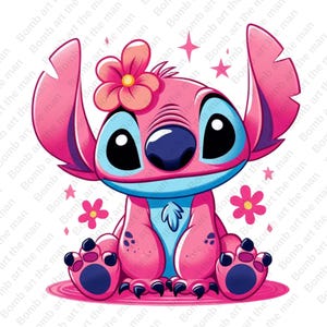 cute stitch angel clipart, stitch angel png, stitch pink clipart, instant download