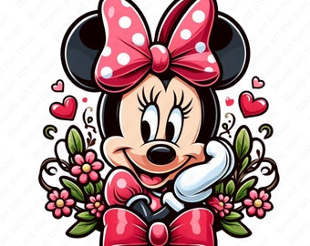 clipart mignon minnie mouse, minnie mouse png, design transparent, téléchargement immédiat