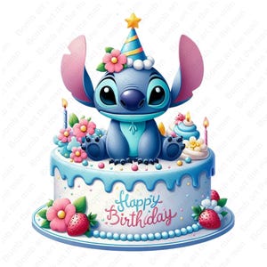 Birthday Stitch PNG, Happy Birthday Stitch PNG, Lilo and Stitch PNG, Cute Stitch Clipart