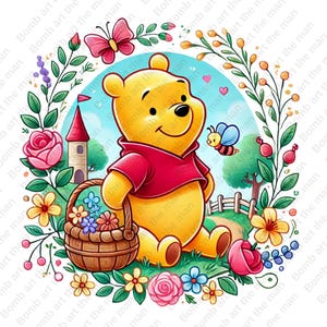 winnie the pooh cute clipart, winnie the pooh png, cute cartoon clipart, transparent design, instant download