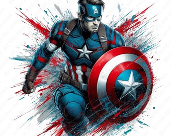 Captain America clipart, Captain America png, super hero clipart, super hero splash design, instant download