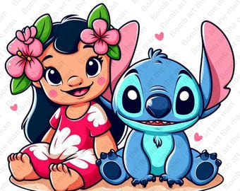 Lilo et Stitch clipart, png mignon point, conception transparente, téléchargement immédiat