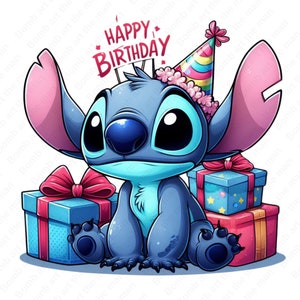Birthday Stitch PNG, Happy Birthday Stitch PNG, Lilo and Stitch PNG, Cute Stitch Clipart, instant download