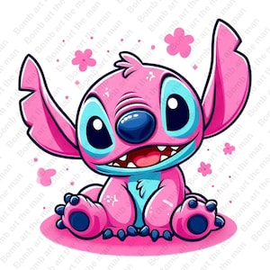 cute stitch angel clipart, stitch angel png, stitch pink clipart, instant download