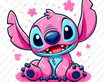 cute stitch angel clipart, stitch angel png, stitch pink clipart, instant download