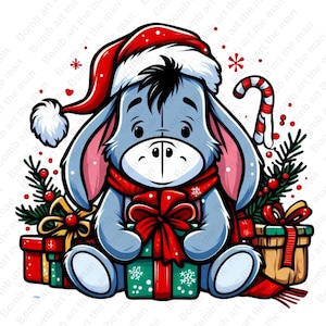 Eeyore christmas clipart, cute eeyore png, Winnie the pooh png, transparent design, instant download