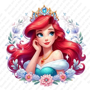 Princess ariel png, the little mermaid clipart, cute princess clipart, instant download