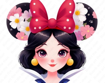 Princess Snow White clipart, Snow white png, mouse ear design, instant download
