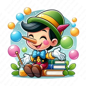 cute pinocchio clipart, pinocchio png, cute fairytale character, instant download