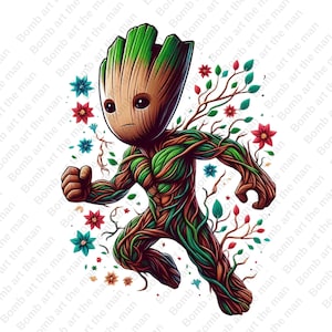 Groot clipart, Groot lindo png, Guardianes de la Galaxia png, diseño transparente, descarga instantánea
