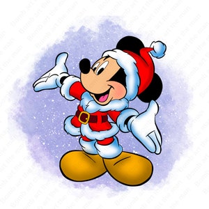 mickey mouse christmas clipart, mickey mouse png, watercolor background, instant download