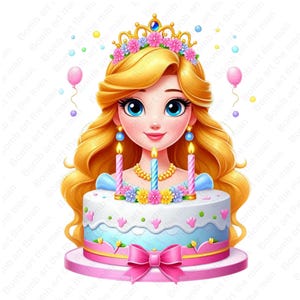 Clipart de cumpleaños, diseño de cumpleaños, princesa de cumpleaños png, fondo transparente