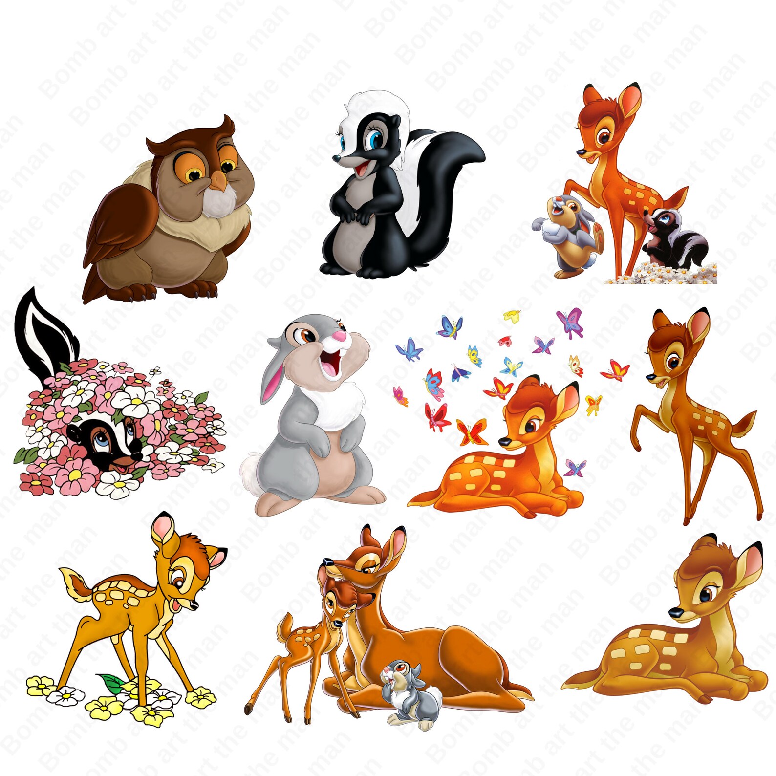 Bambi Png Bundle, Bambi Clipart Set, Bambi Deer Png, Thumper Rabbit ...