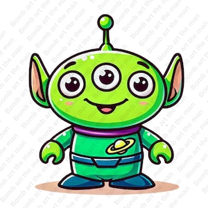 toy story alien clipart, little green men png, toy story character, space alien png, transparent design, instant download