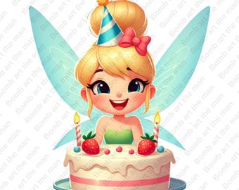 Tinkerbell Birthday png, Tinkerbell Birthday clipart, cute fairy clipart, transparent design