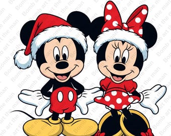 ミッキーとミニーマウスのクリスマスクリップアート、メリークリスマス