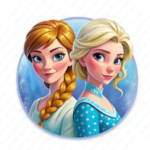 anna and elsa png, cute frozen clipart, frozen princess clipart, instant download