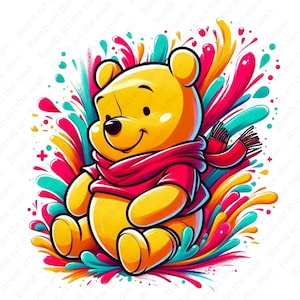 winnie the pooh cute clipart, winnie the pooh png, cute cartoon clipart, transparent design, instant download