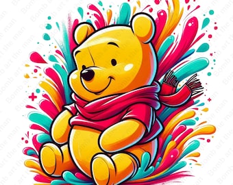 Winnie the Pooh cute clipart, Winnie the Pooh png, cute cartoon clipart, transparent design, instant download