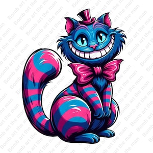 The cheshire cat clipart, alice in wonderland png, transparent design, instant download