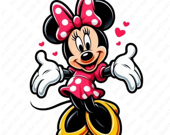 Minnie Mouse cute clipart, Minnie Mouse png, transparent design, instant download