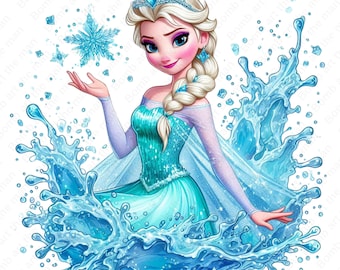 Frozen Princess clipart, Princess Elsa clipart, Elsa splash png, frozen png, instant download