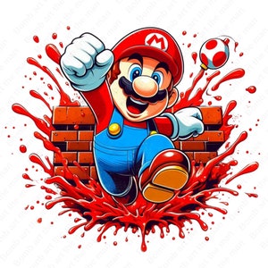 Super mario clipart, super mario png, splash design, transparent design, instant download