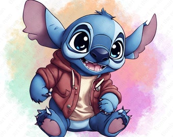 cute stitch clipart, stitch png, stitch watercolor design, instant download