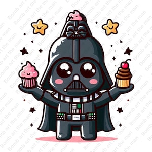 cute darth wader clipart, star wars chacarcters, darth wader png, transparent design, instant download
