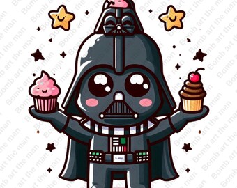 cute darth wader clipart, star wars chacarcters, darth wader png, transparent design, instant download
