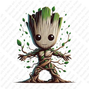 Groot clipart, Groot lindo png, guardianes de la galaxia png, diseño transparente, descarga instantánea