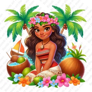 princess moana clipart, moana png, cute moana design, transparent background, instant download