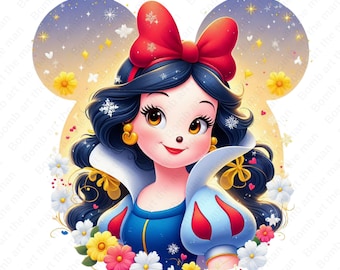 Princess Snow White clipart, Snow white png, mouse ear design, instant download