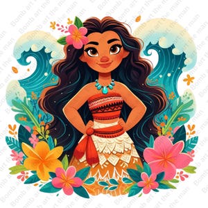 princess moana clipart, moana png, cute moana design, transparent background, instant download
