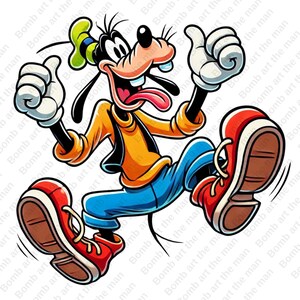 Goofy schattige clipart, Goofy png, schattige stripfiguren, transparant ontwerp, instant download