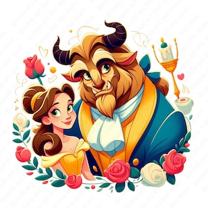 Clipart carino La bella e la bestia, principessa belle png, clipart principessa, download immediato