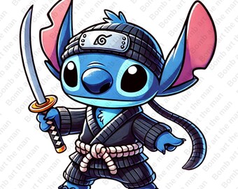忍者スティッチのクリップアート、スティッチのpng、かわいい漫画