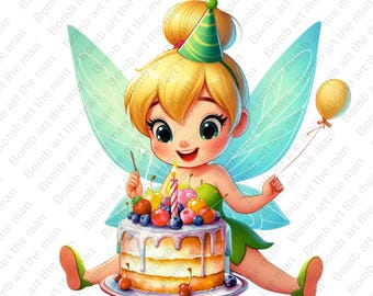 Tinkerbell Birthday png, Tinkerbell Birthday clipart, cute fairy clipart, transparent design