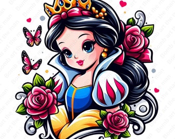 Snow White Clipart, Princess png, cute snow white png, transparent design, instant download