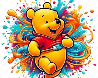 Winnie the Pooh cute clipart, Winnie the Pooh png, cute cartoon clipart, transparent design, instant download
